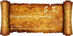 Singhoffer Klaudia névjegykártya