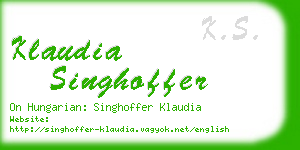 klaudia singhoffer business card